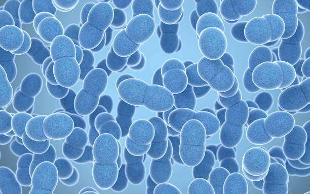 istock Large groups of germs with blue background, 3d rendering. 1391325153
