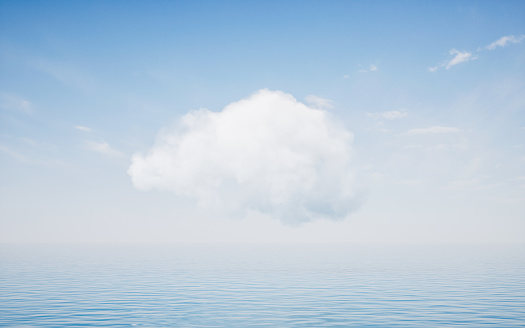 Cloud and water surface, 3d rendering. Computer digital drawing.