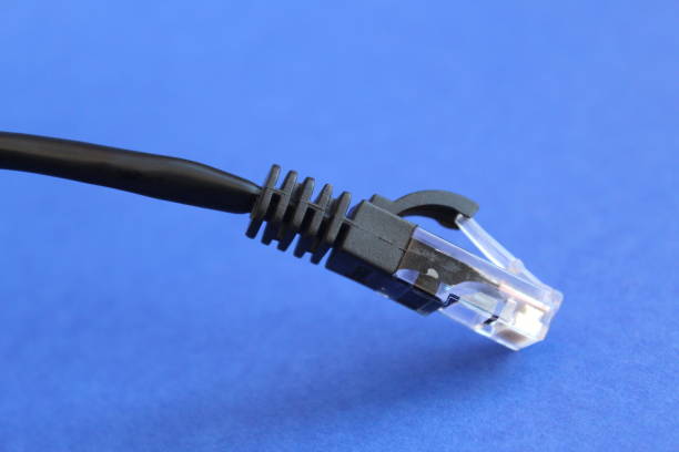 istock The black plug for communication is on a blue background 1391335445