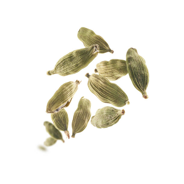 istock Cardamom pods levitate on a white background 1391344476