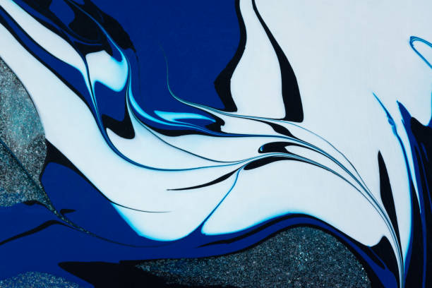 istock Blue white black acrylic abstract creative trend background. Fluid artistic texture. 1391346438