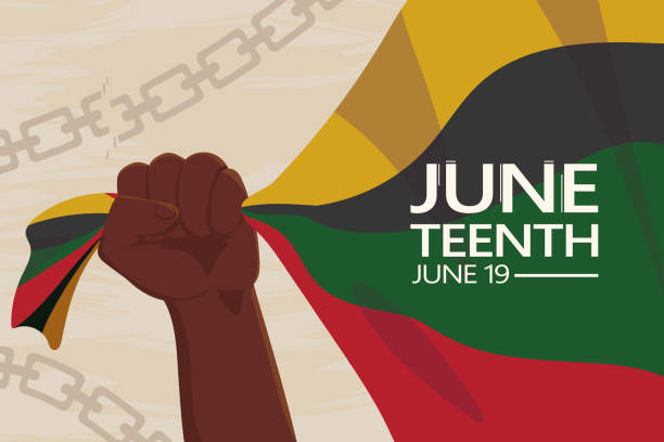 juneteenth june 19 card juneteenth june 19 card with flag juneteenth celebration stock illustrations