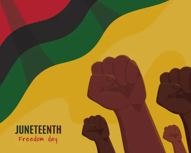 Vector illustration of juneteenth raised hands