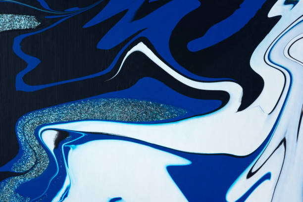 istock Blue white black acrylic abstract creative trend background. Fluid artistic texture. 1391346727