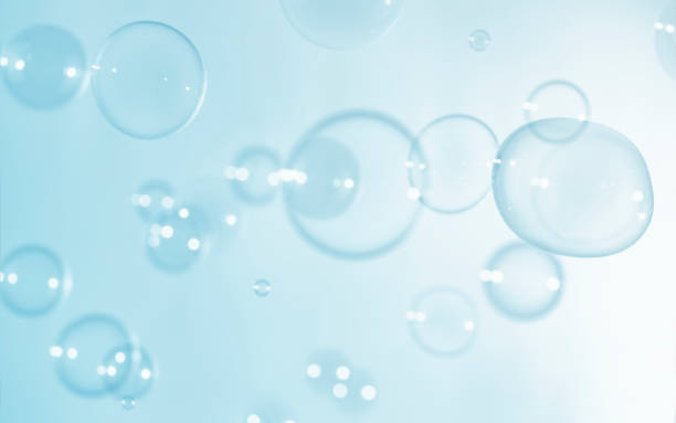 istock Transparent Blue Soap Bubbles Background. Soap Sud Bubbles Water. 1391349176