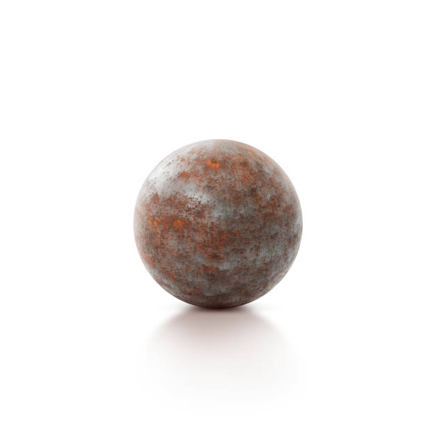 istock Old rusty iron metal ball isolated on white background. 3d render 1391349248
