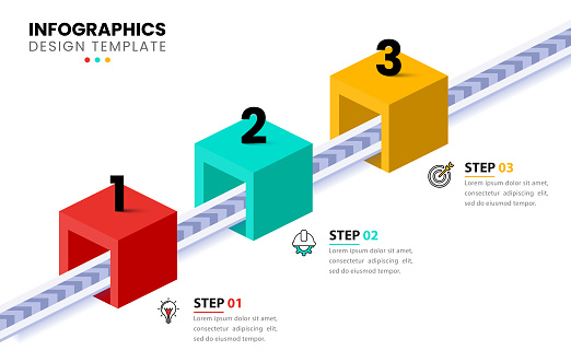Infographic template with icons and 3 options or steps. Can be used for workflow layout, diagram, banner, webdesign. Vector illustration