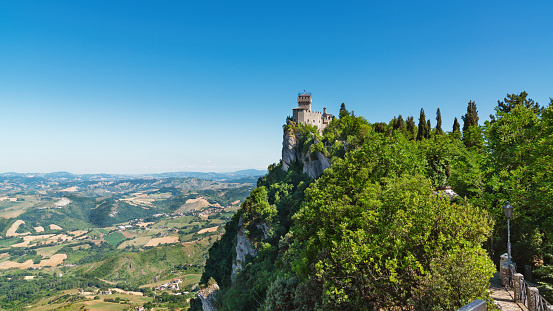 Summer photo of San Marino second tower: the Cesta or Fratta.