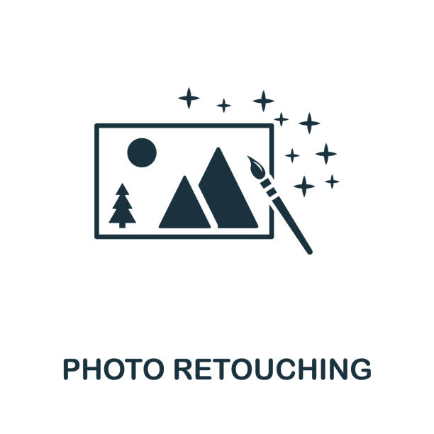 Photo Retouching icon. Simple element from design technology collection. Filled Photo Retouching icon for templates, infographics and more Photo Retouching icon. Simple element from design technology collection. Filled Photo Retouching icon for templates, infographics and more. retouching stock illustrations