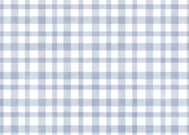 인디고 네이비 블루 수채화 격자 무늬 반복 원활한 패턴 - blue gingham stock illustrations