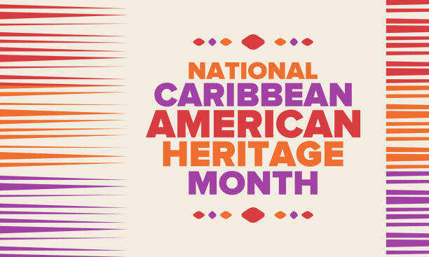 caribbean american heritage month im juni. kulturmonat für die menschen in amerika. feiern sie jährlich mit festival. frohe ferien. poster, karte, banner und hintergrund. vektor-illustration - social history stock-grafiken, -clipart, -cartoons und -symbole