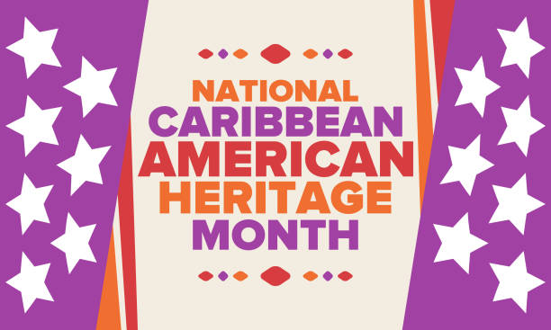 Caribbean American Heritage Month in June. Culture Month to the people of America. Celebrate annual with festival. Happy holiday. Poster, card, banner and background. Vector illustration Caribbean American Heritage Month in June. Culture Month to the people of America. Celebrate annual with festival. Happy holiday. Poster, card, banner and background. Vector illustration caribbean stock illustrations