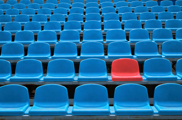 istock Empty seats in a stadium with one special 1391369592