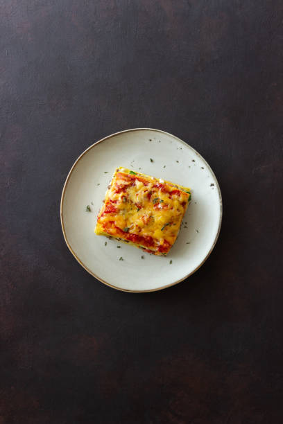Italian lasagna with meat, cheese and vegetables. Italian food.