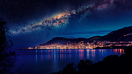 Monaco city lights by night