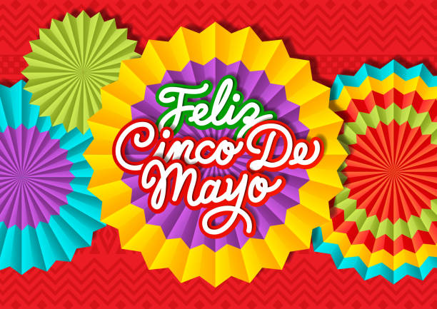 бумажные вентиляторы cinco de mayo - handmade paper illustrations stock illustrations