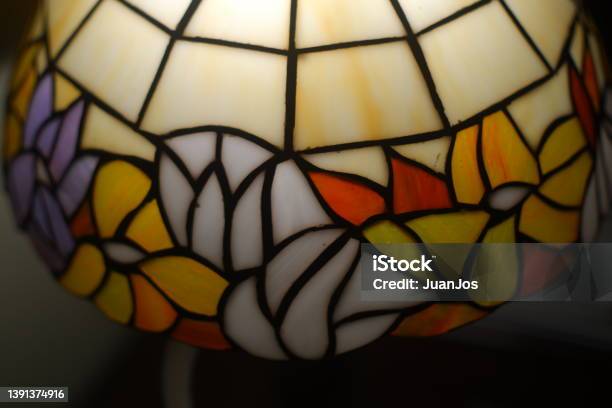 Colorful Glass Texture Of A Tiffanys Lamp Stock Photo - Download Image Now - Antique, Furniture, Abstract