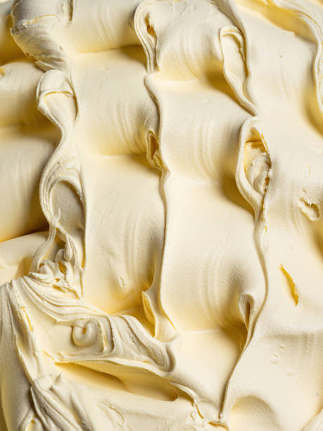 gelato à saveur vanila - détail plein cadre. gros plan de la texture de surface de la crème glacée. - gelato photos et images de collection