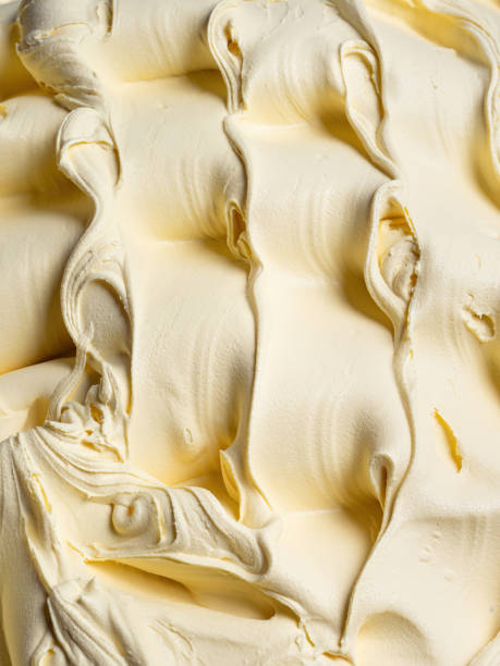 Vanila flavour gelato - full frame detail. Close up of surface texture of Ice cream. stock photo