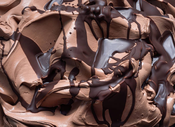 chocolate flavour gelato - full frame detail. close up. - gelato imagens e fotografias de stock