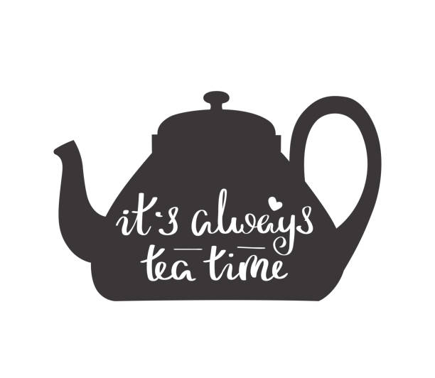 「いつもティータイムです」お茶好き、ティーショップ、カフェバーのための手書きのレタリング。 - tea party illustrations点のイラスト素材／クリップアート素材／マンガ素材／アイコン素材
