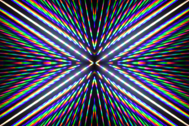 The light rays passing through the two diffraction gratings of the RGB filter are divided into three basic colors: red, green and blue. Composite rays in different views create an abstract pattern.