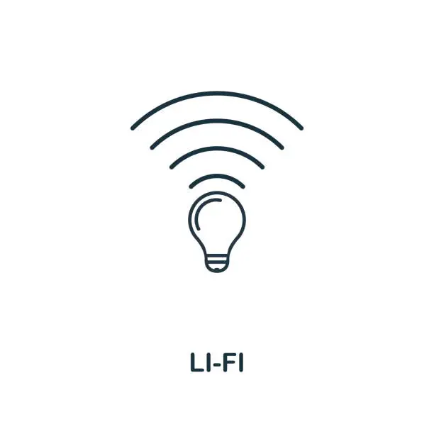 Vector illustration of Li-Fi line icon. Thin style element from future technology collection. Outline Li-Fi icon for web design, apps and software