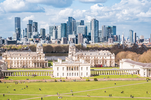 London, United Kingdom - AugustT 19, 2017 - Queen Mary & King William Building at Old Royal Naval College Greenwich. National Maritime Museum