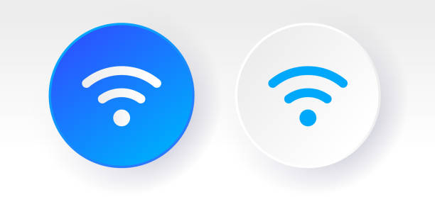 istock Wifi icon. Vector wi-fi signal blue and white. 3d wireless icon set. WIFI internet connection icon sign isolated on white background, flat style, vector illustration. Stock vector. 1391381775