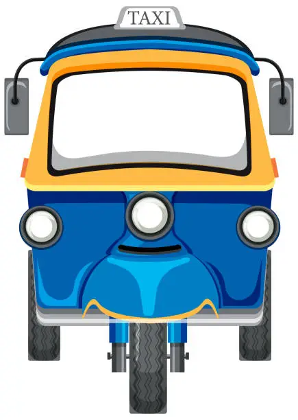 Vector illustration of Tuk tuk taxi on white background