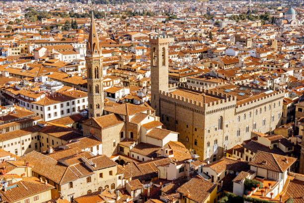 istock Aerial view on the beautiful rooftops in Florence old town 1391397432