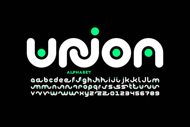 Linked letters font design Linked letters font design, union alphabet letters and numbers vector illustration font symbols stock illustrations