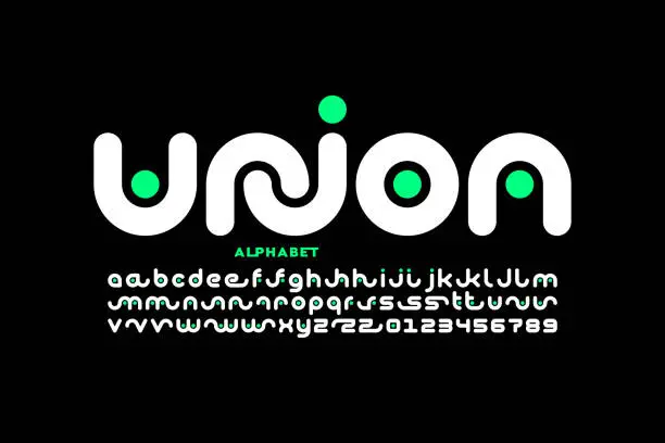 Vector illustration of Linked letters font design