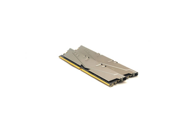 istock Close-up two brand new DDR4  Desktop Memory Module Rams in gray color isolated on white 1391399263