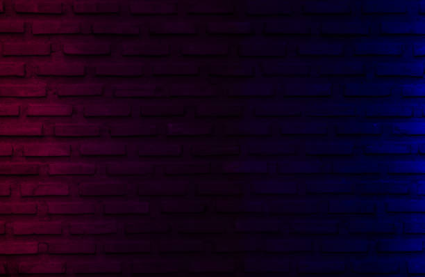 istock Lighting effect red and blue on empty brick wall background. Backdrop decoration party happy new year happiness concept, Showing or placing products. Lighting effect pink and cyan wall background. 1391399973