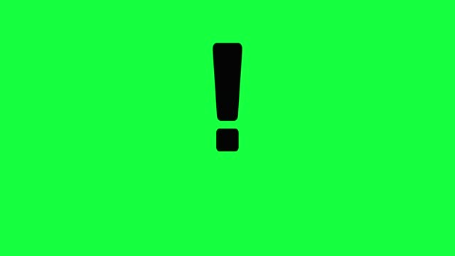 Animation of a danger icon on transparent green screen background with alpha channel. stock video - Warning symbol of a dangerous point, animated, footage ideal for special effects and post-production stock video