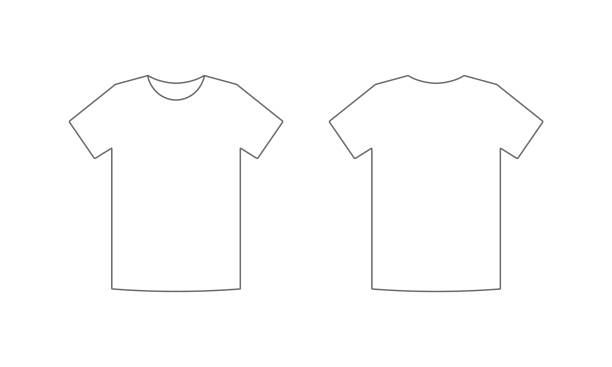 tshirt unisex front view and back outline - tişört stock illustrations