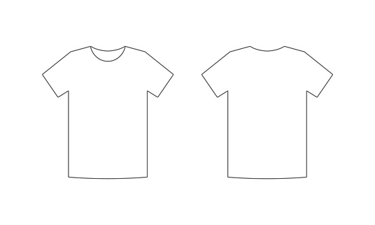 Tshirt unisex front view and back outline