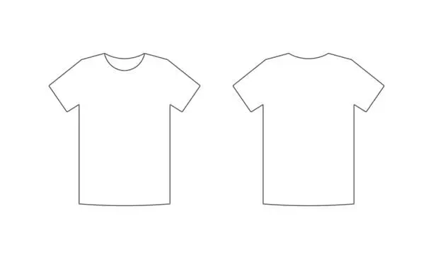 Vector illustration of Tshirt unisex front view and back outline