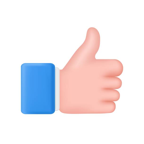 Hand symbol like approved 3d render Hand symbol like approved isolated on white background. Social media Creative concept idea. Thumb up like icon. Good, ok or follow symbol. Vector illustration. thumbs up 3d stock illustrations