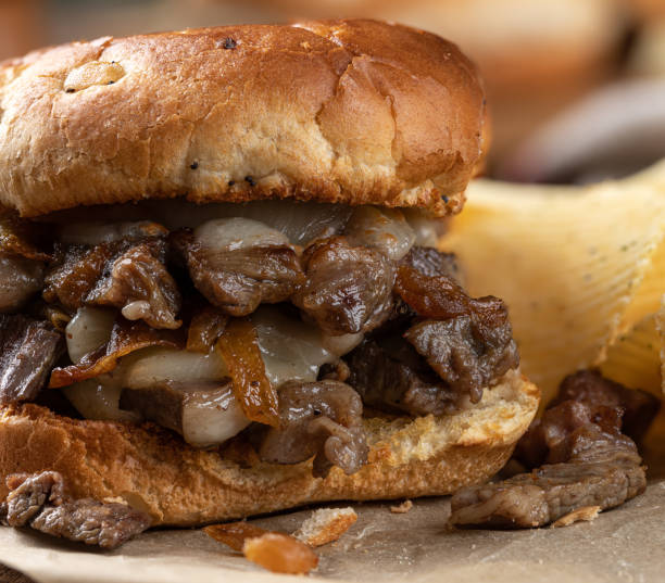 istock Cheesesteak sandwich on a toasted bun 1391408704