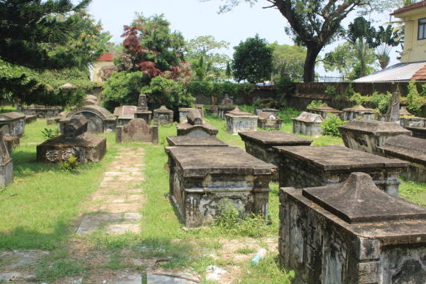 istock Ancient cemetery with grave stones 1391408845