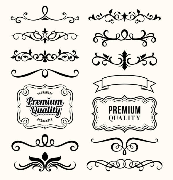 Set of decorative elements for design Set of the vector decorative elements for design. filigree border stock illustrations