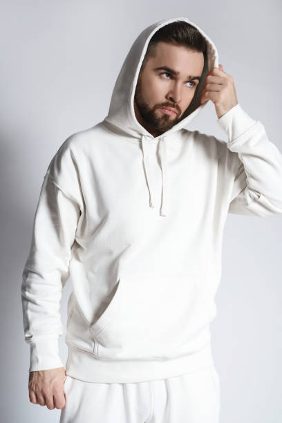 istock Handsome man wearing blank white hoodie and pants 1391417092