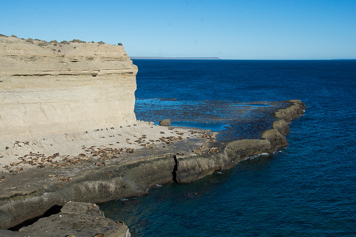 Cliffs landscape in Peninsula Valdes, Unesco World Heritage Site, Chubut Province, Patagonia, Argentina.