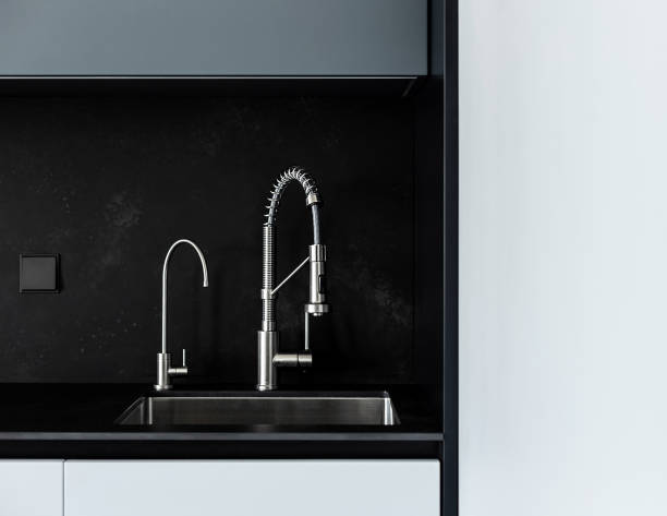 istock Modern kitchen washbasin with chrome faucet 1391432861