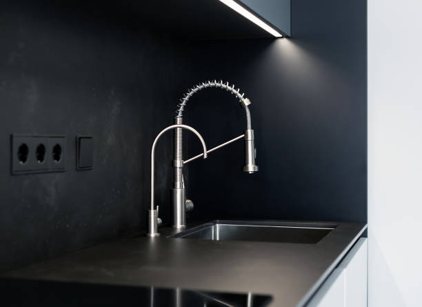 istock Modern kitchen washbasin with chrome faucet 1391432862