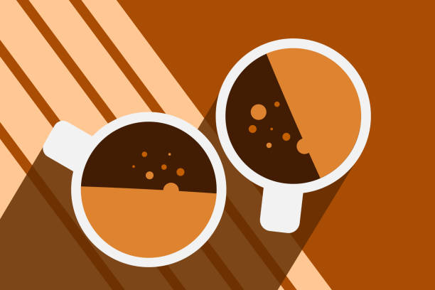 illustrazioni stock, clip art, cartoni animati e icone di tendenza di ora del caffè - morning coffee coffee cup two objects