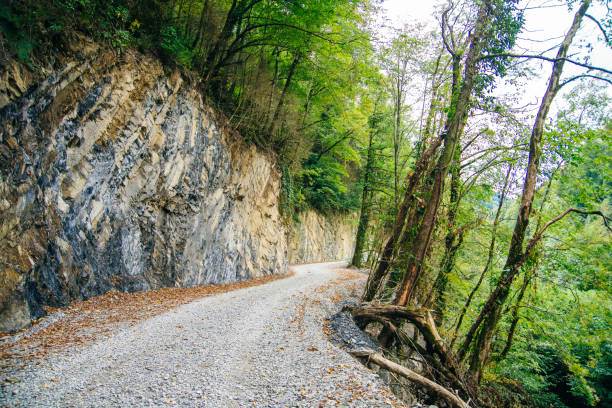 Mountain road in Montenegro, a tunnel in the mountains