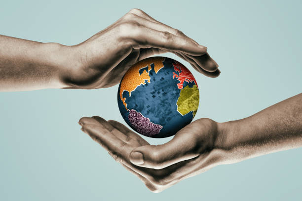 Planet Earth is under reliable protection. Art collage.